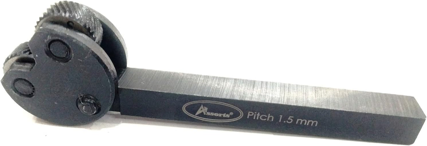 Assorts Tool Steel Inter-changeable Heads Diamond & Linear Knurling Tool- Lathe Engineering Tools (Pitch 1.5 Mm)