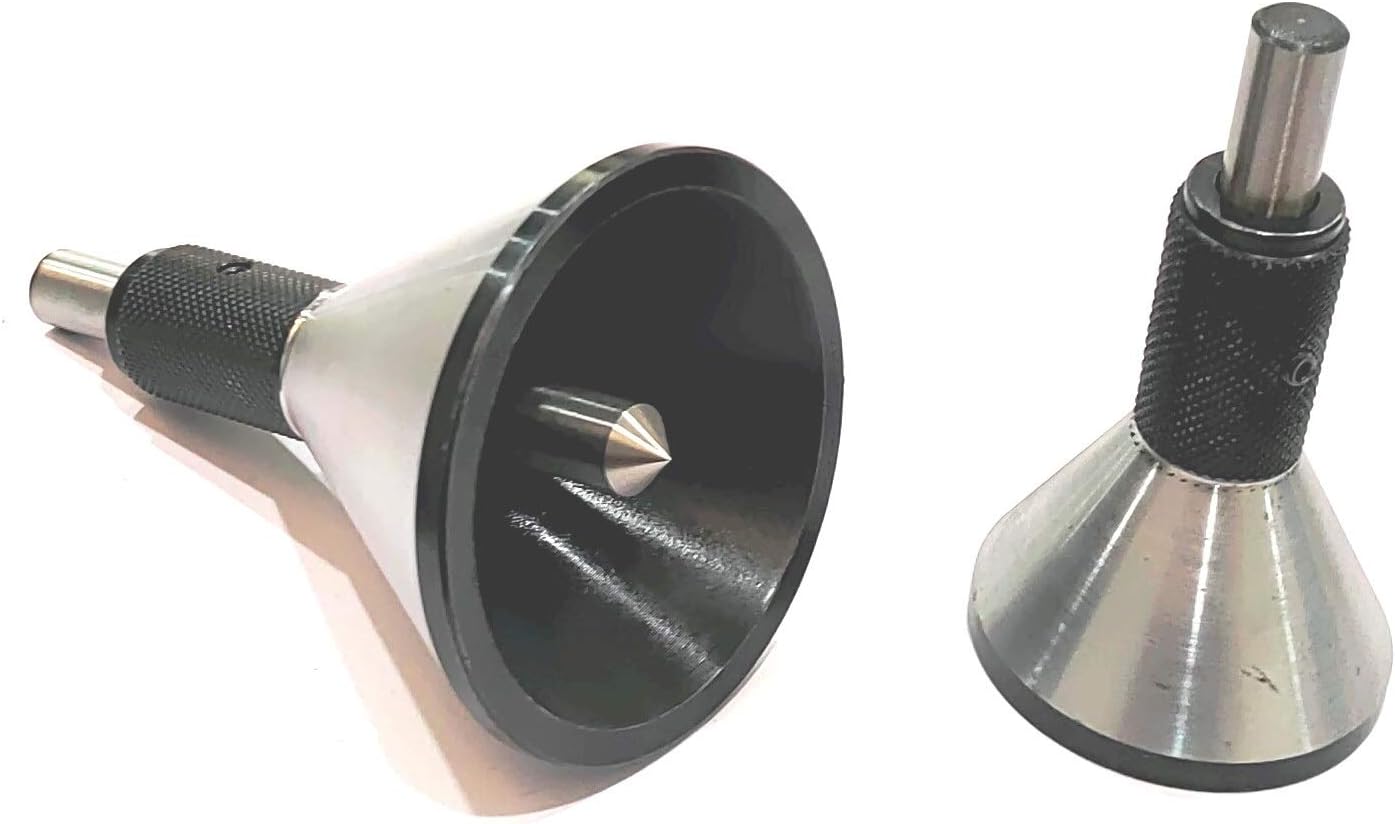 Engineer Machinist Bell Punch Hand DIY Tool for Center Finding on a Round Bar- Accurate & Precise (Metal, SET OF BOTH)