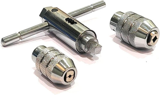 ASSORTS Hand tap wrench II Ratchet Style II Interchangeable heads II Capacities 1/8" to 1/4" (M3 to M6) & 1/4" to 1/2" (M6 to M12)