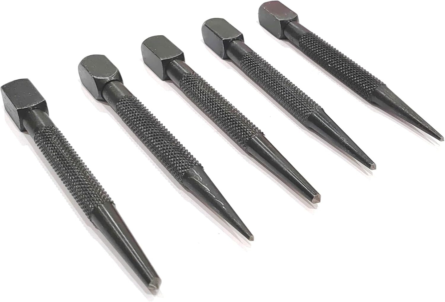 5 Pc square head knurled body grip Center punch-Imperial sizes II Hard & ground tip
