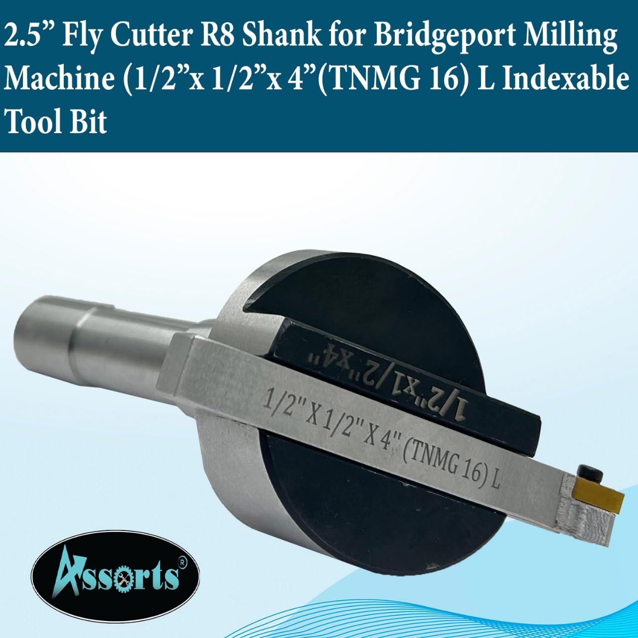2.5" Fly Cutter R8 Shank for Bridgeport Milling Machine + 1/2" Square HSS Tool Bit Bit