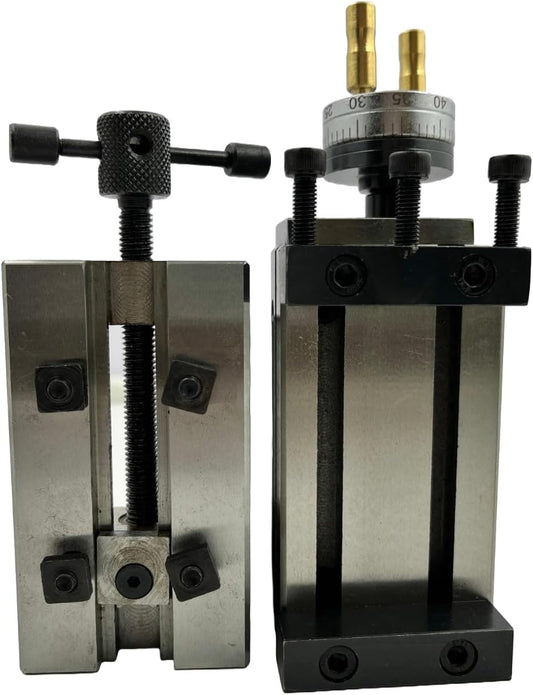Assorts Tool Post Mini Vertical Slide with 50MM 4-Jaw Self-Centering Chuck, Complete with Back Plate Featuring Integrated Side Scale - Specifically Designed for Mini Lathe Applications