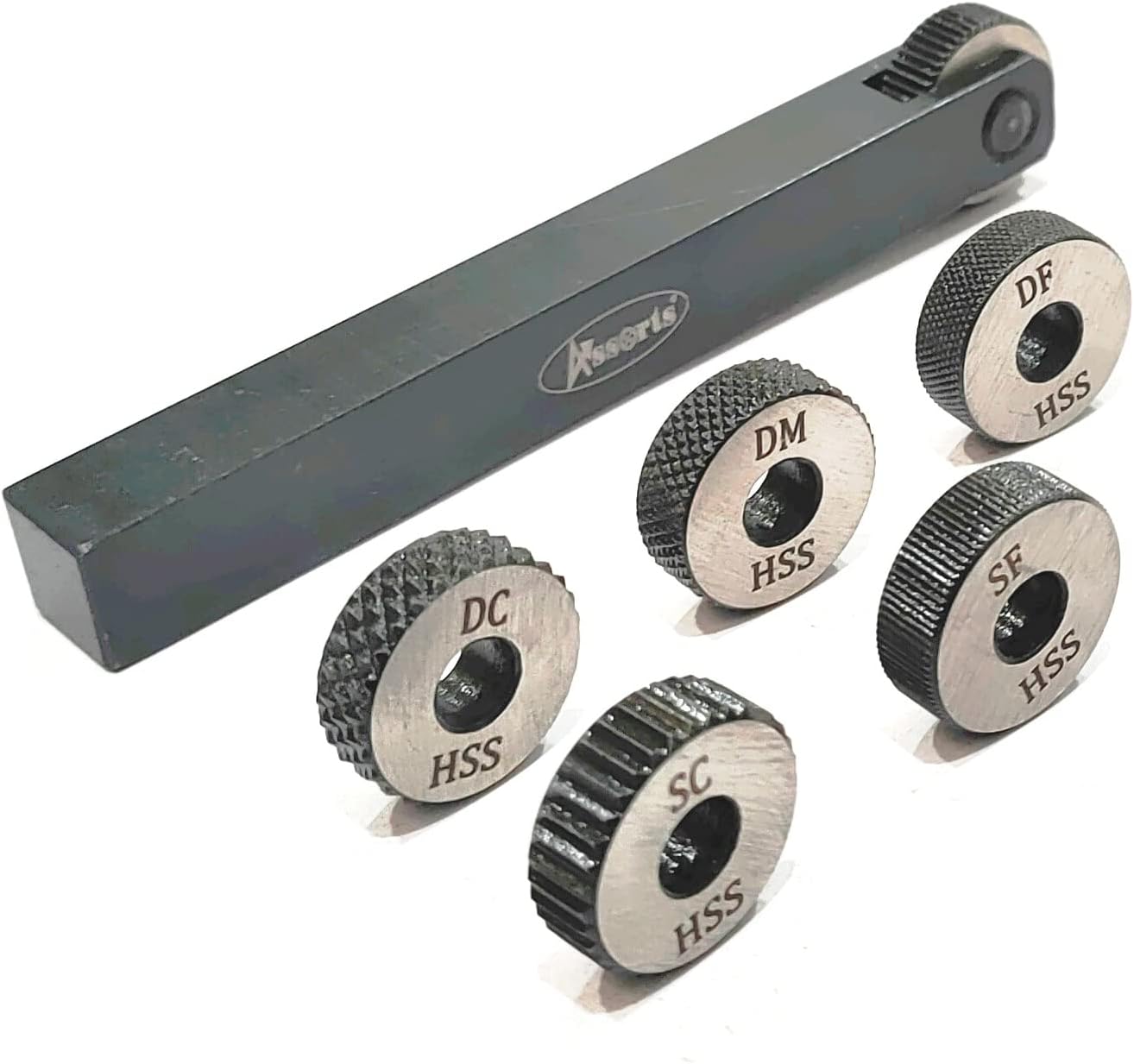 Assorts Single wheel knurling tool holder with 5 spare HSS knurls (12 x 12 x 100 mm)