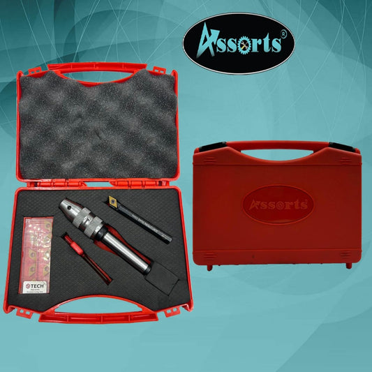 Assorts New Develop Fly Cutter with MT2 Shank & Indexable Boring Bar β Includes 10 PCS DCMT 11T304 Inserts, T-15 Key & Plastic Case | Perfect for Facing & Boring | Watch Working Video for Details