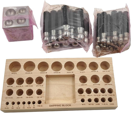 ASSORTS 37pcs Medium Doming Block Swage Punch Set Made of Steel Dapping Die Jewellers Tool