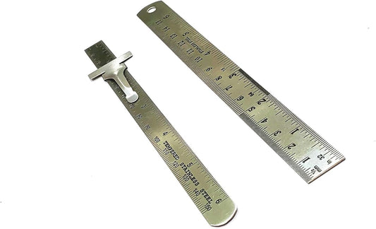 Stainless Steel Measuring Tools (Set of 1 x 6" Ruler & 1 x 6" Depth Gauge cum Ruler)