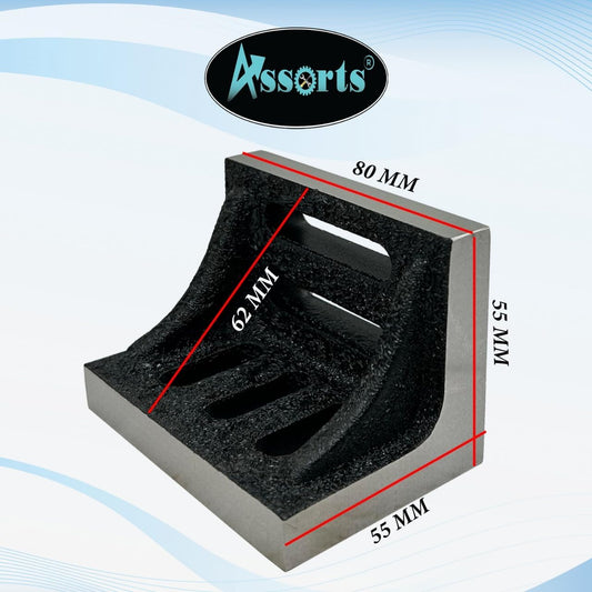 Assorts Slotted Webbed Angle Plate- Stress Relieved Grain Caste Iron Angle Plate (Small # 2-1/8" X 3" X 2-1/8"Inch/ 75 X 55 X 55 Mm)