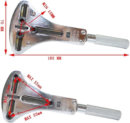 Watch CASE Opener- JAXA Style Battery Replacement Wrench Back-CASE Remover with 4 Sets of Interchangeable Chuck PIN Large Waterproof Watch CASE Opener