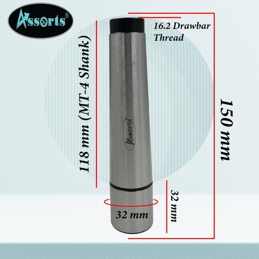 ASSORTS MT-4 BLANK ARBOR DRAWBAR SIZE 16.2 THREAD AND STUB SIZE IS 32X32mm