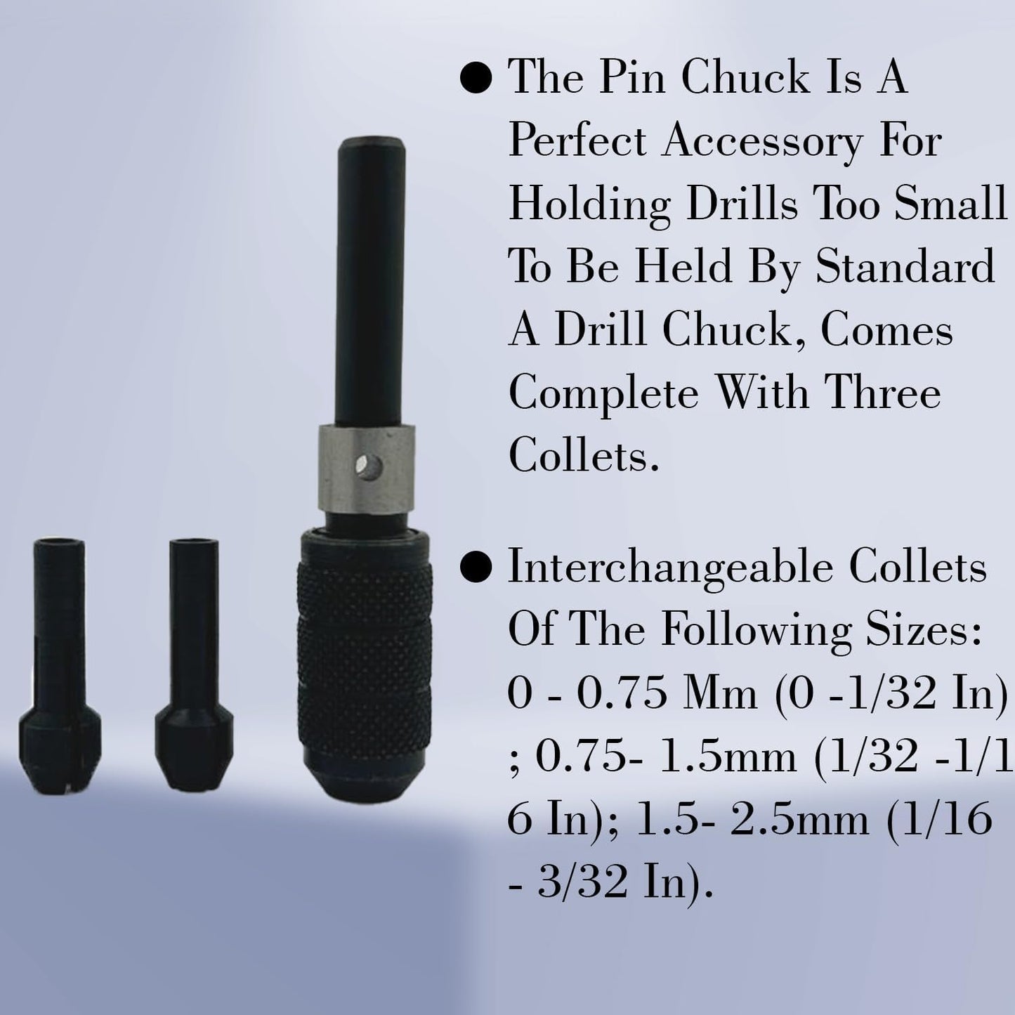 Set of 3 Pcs Pin Chuck Collet Vice-Capacity Small Drill Bits Jewelry Tools