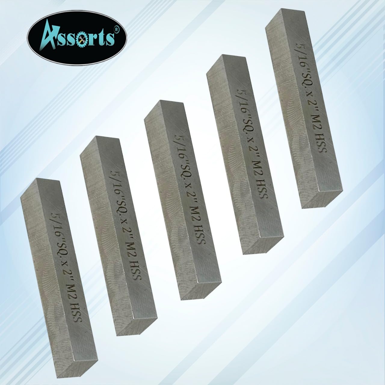 Assorts Pack of 5 x HSS M2 Cutting Tool Bits for Milling Fly Cutters & Lathe's Turning Tools (5/16" Square x 2" Long)