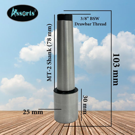 ASSORTS Re-machinable Soft Stub Blank Arbor for Mill, Lathe, and Drill β MT2 Shank, 3/8" x 16 TPI, Stub Size: 25mm x 30mm