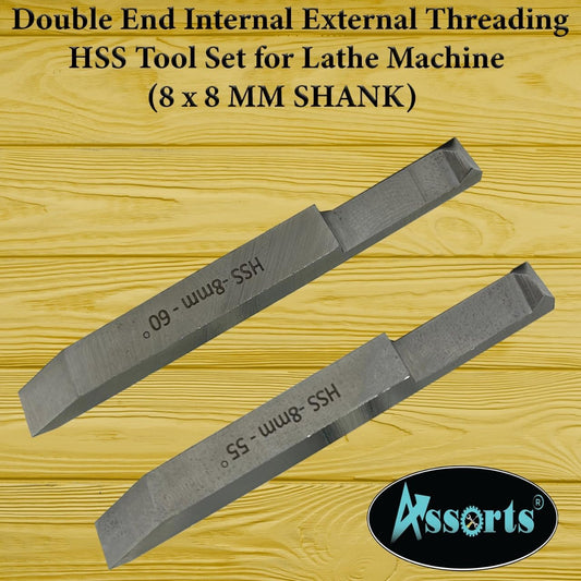Double End Internal External Threading HSS Tool Set for Lathe Machine (8 X 8 MM SHANK)