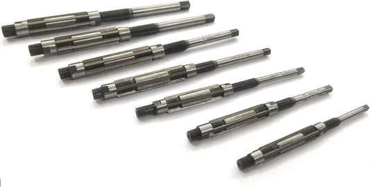 Adjustable Hand Reamers-carbon Steel Blades (Set Of 7 Pcs (HV To H3) - 1/4" To 15/32")
