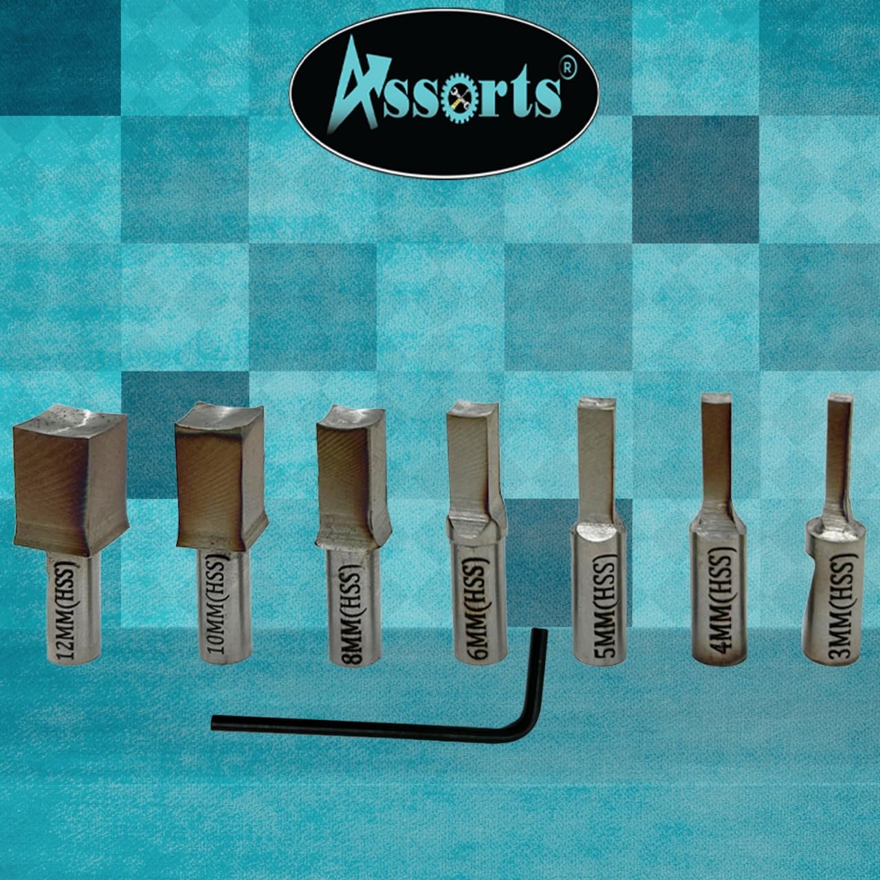 Assorts Newly Developed Rotary Broach (Metric) – 3/4” (19.05 mm) Straight Shank + 7 PCS H.S.S. Square Punch Set (3–12 mm)-Enhanced with Wobble Feature