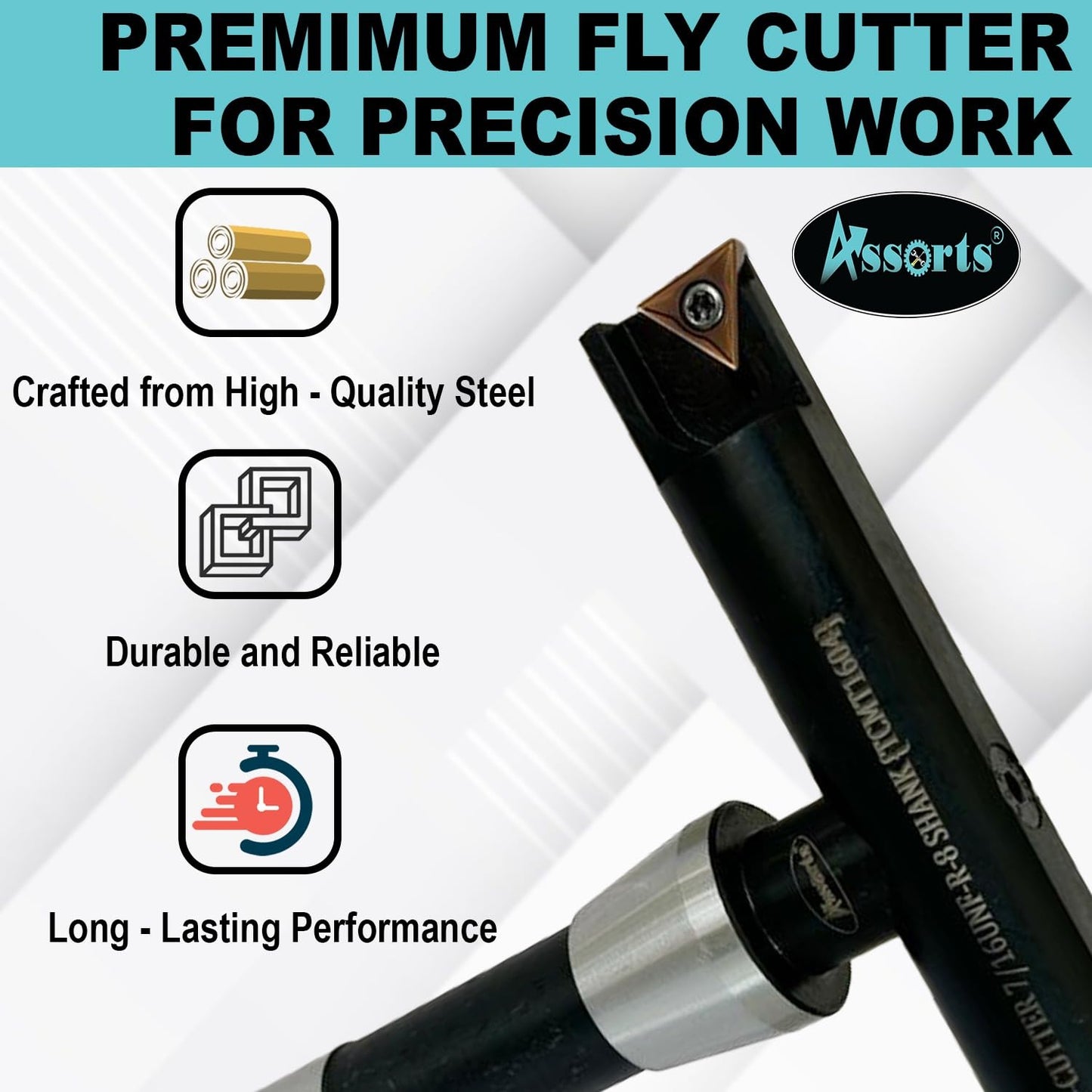Assorts 6″ Balanced Fly Cutter Indexable Face Milling Cutter with R8 Shank (7/16 UNF Drawbar Thread), Single TCMT1604 Insert, Torx Screw & Star Key Included