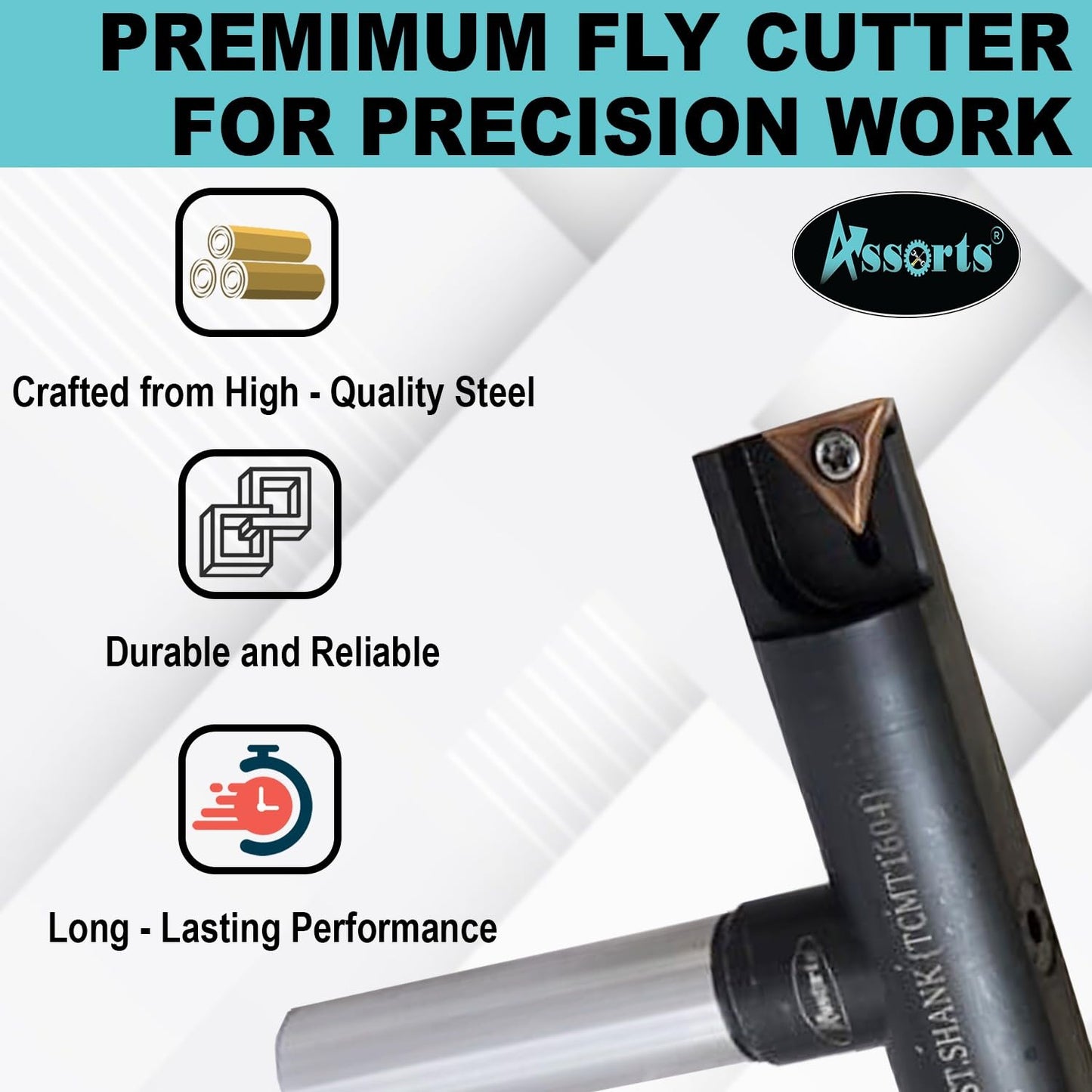 Assorts 5″ Balanced Fly Cutter Indexable Face Milling Cutter with 3/4″ Straight Shank, Single TCMT1604 Insert, Torx Screw & Star Key Included