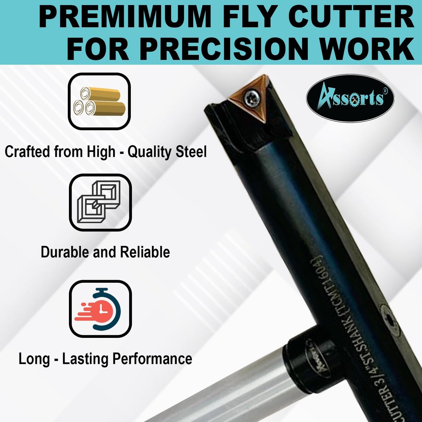 Assorts 7″ Balanced Fly Cutter Indexable Face Milling Cutter with 3/4″ Straight Shank, Single TCMT1604 Insert, Torx Screw & Star Key Included