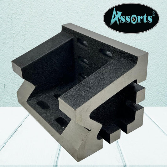 Quality Precision Graded Caste Iron Vee Angle Plates-stress Relieved - Work-holding Clamping Milling Engineering Machine Tools-heavy Duty (4" X 4" X 6" (100 X 100 X 150 Mm) -slotted)