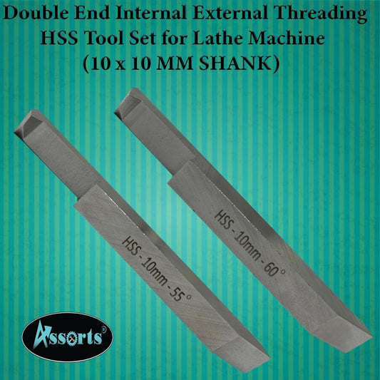 Double End Internal External Threading HSS Tool Set for Lathe Machine (10 X 10 MM SHANK)