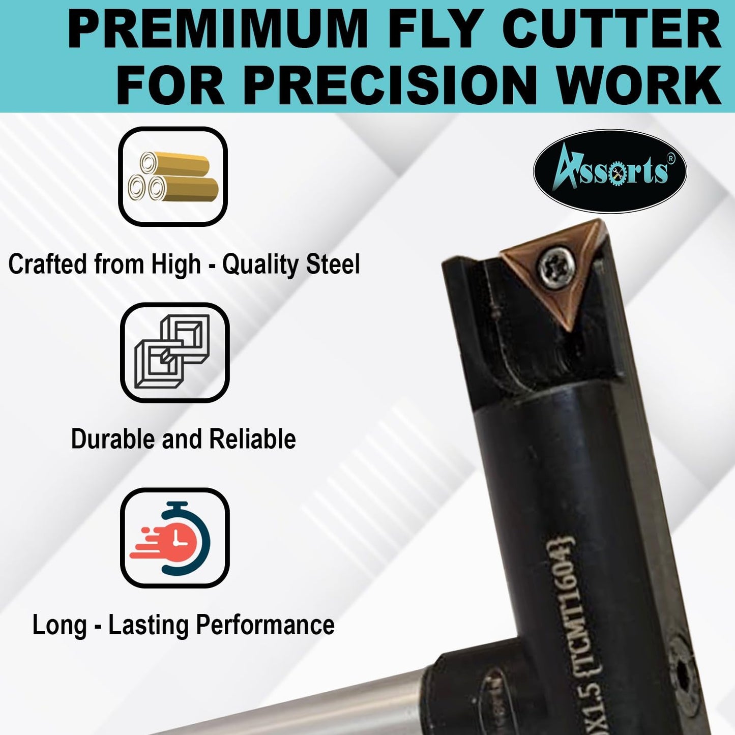 Assorts 5″ Balanced Fly Cutter Indexable Face Milling Cutter with MT-2 Shank (M10 × 1.5 Drawbar), Single TCMT1604 Insert, Torx Screw & Star Key Included