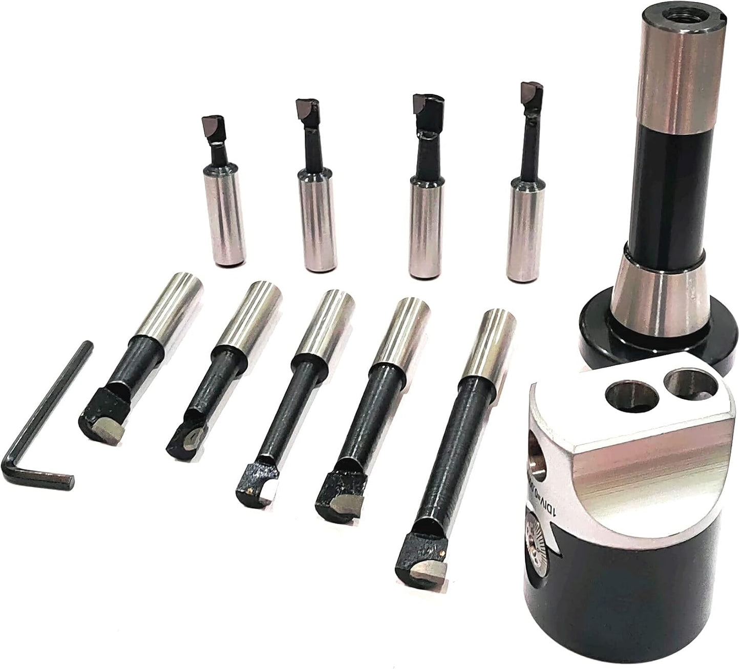 Assorts Quality Boring Head 2 Inches for Milling & Lathe Machine R8 (7/16 UNF Drawbar) & 9 pcs Carbide Tool Set