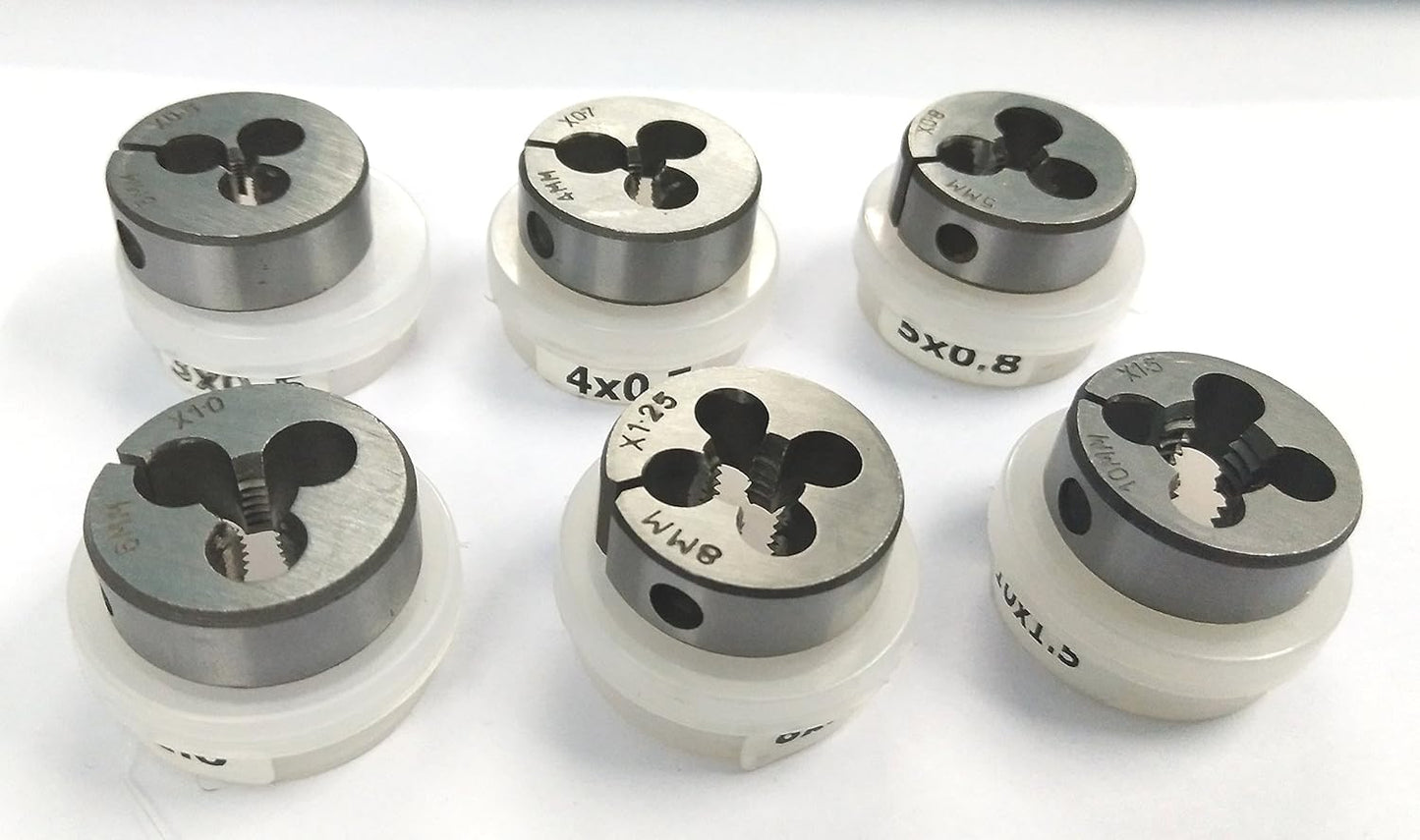 Set of 6 Quality Alloy Steel Hard Dies Metric thread M3 to M10 to suit 1" OD Die Holder