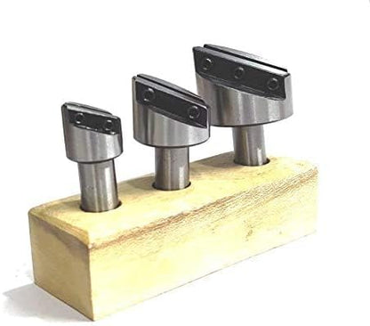 Brand New Set of 3 Pcs Fly Cutters 1/2" SHANK on Wooden Stand(without HSS Tool Bit)