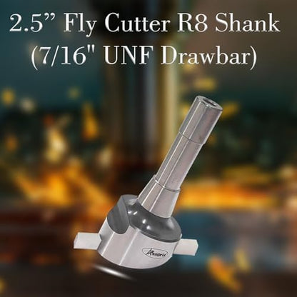 2.5" Inches Head Diameter Fly Cutter R8 Shank (7/16" UNF Drawbar) for Milling Machine with 3/8" Square HSS Tool Bit