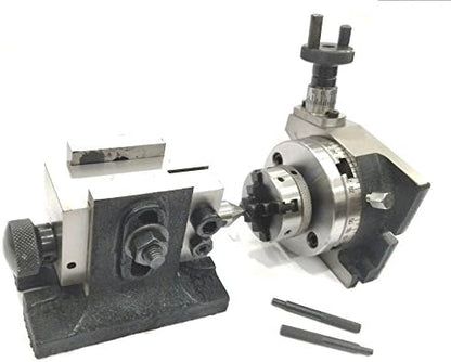 3" INCHES/ 80 MM ROTARY TABLE & SMALL CHUCKS WITH BACK PLATE +FIXING T NUTS BOLTS + SUITABLE TAILSTOCK