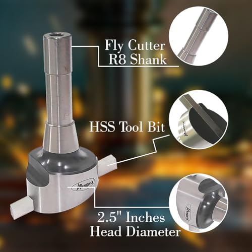 2.5" Inches Head Diameter Fly Cutter R8 Shank (7/16" UNF Drawbar) for Milling Machine with 3/8" Square HSS Tool Bit