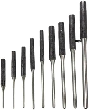 Long Drive Roll Pin Punch Set of 9 Pcs-Imperial Sizes/Hardened & Precisely Ground