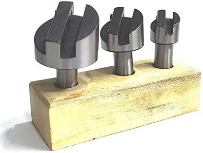 Brand New Set of 3 Pcs Fly Cutters 1/2" SHANK on Wooden Stand(without HSS Tool Bit)