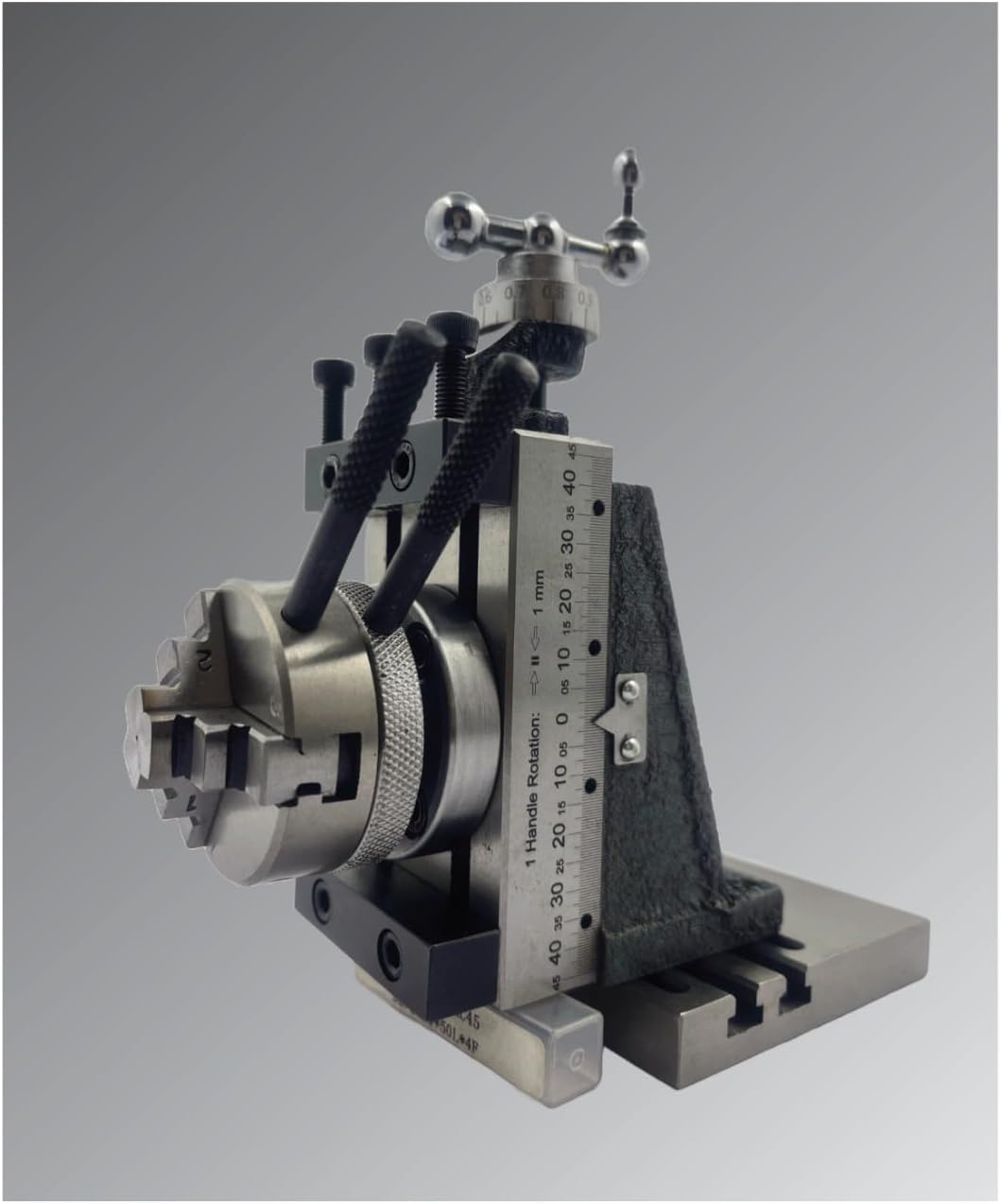 Assorts Mini Vertical Slide 90x50mm (2-Slot) – Fixed & Swivel, 3-Jaw/4-Jaw, Base Plate & Z-Angle Plate for Mini Lathe (Fixed Slide (2-Slot) + 4-Jaw Chuck + Base Plate)