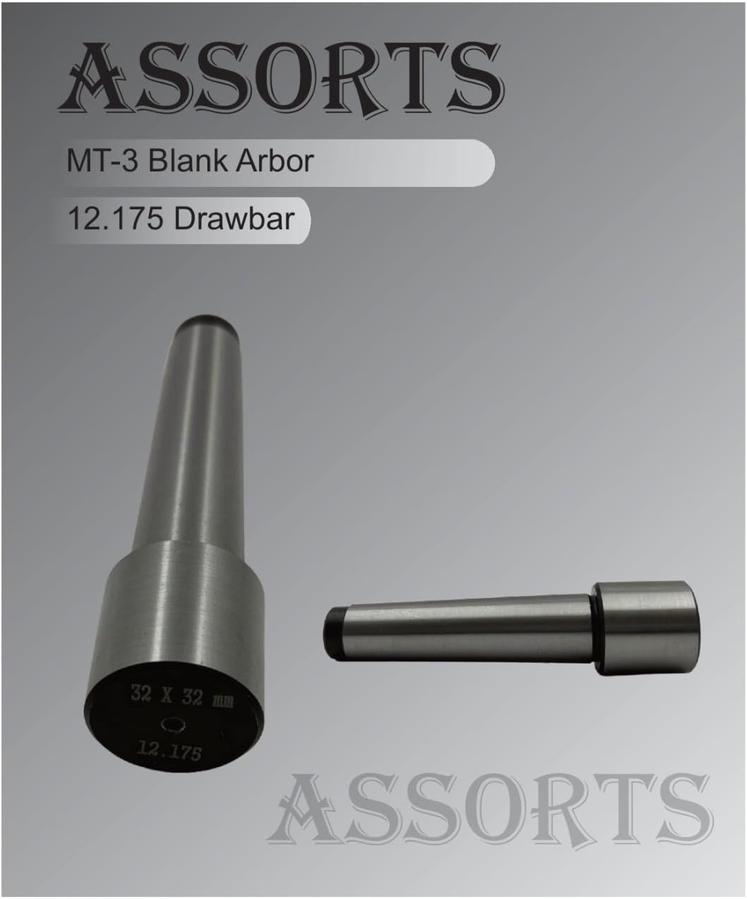 ASSORTS MT-3 BLANK ARBOR DRAWBAR SIZE 12.175 THREAD AND STUB SIZE IS 32X32mm