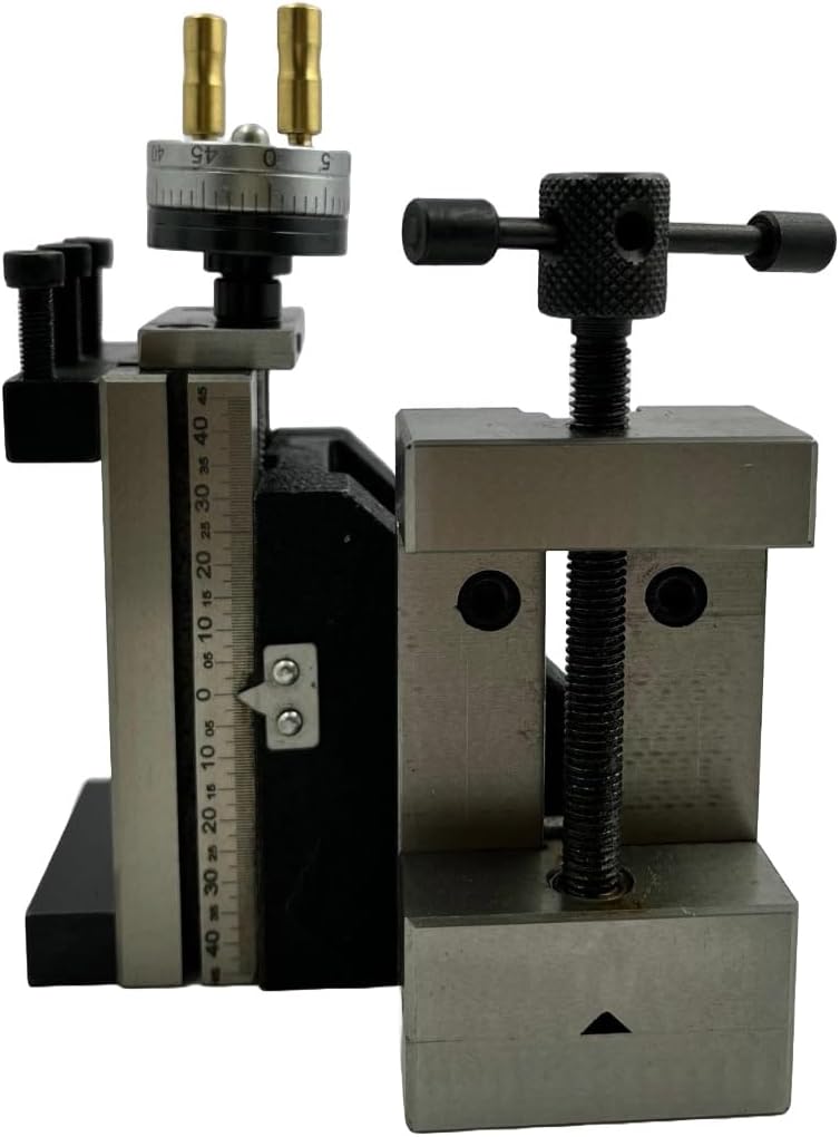 Assorts Tool Post Mini Vertical Slide with 50MM 4-Jaw Self-Centering Chuck, Complete with Back Plate Featuring Integrated Side Scale - Specifically Designed for Mini Lathe Applications