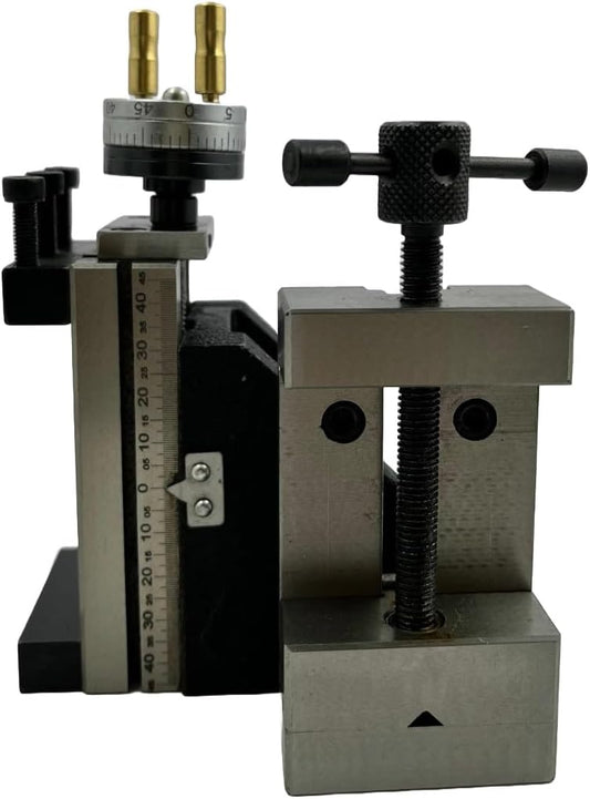 Assorts Tool Post Mini Vertical Slide with 50MM 4-Jaw Self-Centering Chuck, Complete with Back Plate Featuring Integrated Side Scale - Specifically Designed for Mini Lathe Applications