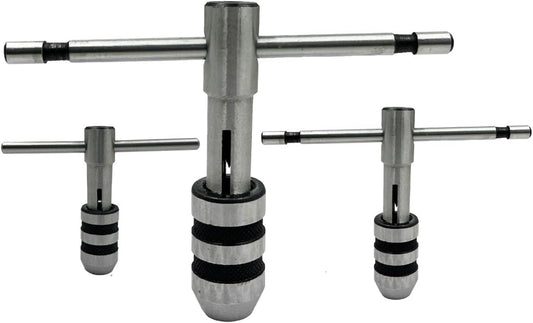 ASSORTS T-Handle Tap Wrench Set – 3 Pcs | Solid Collet Jaws for Precision Tapping & Reaming