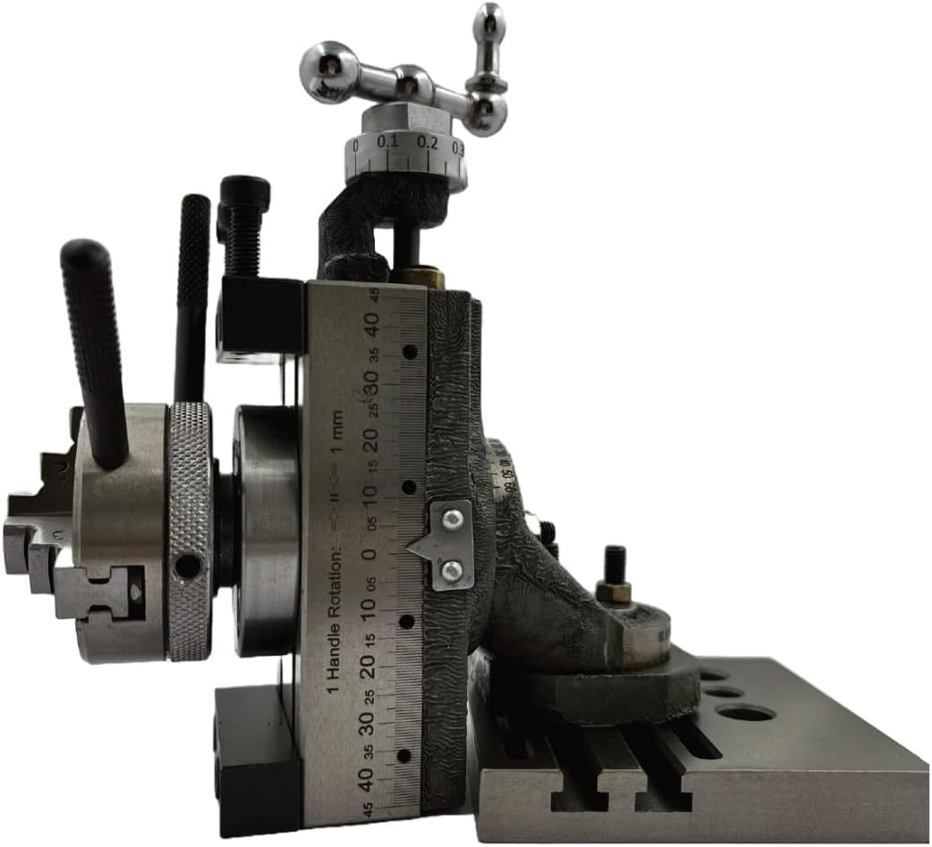 Assorts Mini Vertical Slide 90x50mm (2-Slot) – Fixed & Swivel, 3-Jaw/4-Jaw, Base Plate & Z-Angle Plate for Mini Lathe (Swivel Slide (2-Slot) + 3-Jaw Chuck + Base Plate)