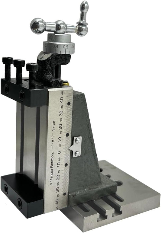 Assorts' Design Patent Mini Vertical Milling Slide with Base Plate- Direct Mounting on 7 x 14 Mini Lathe Machine (Fixed Type- with Clamps) Design Patent