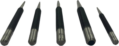 Set of 5 Round Head Center Punches for Metal and Woodworking – High-Quality Hand Tools