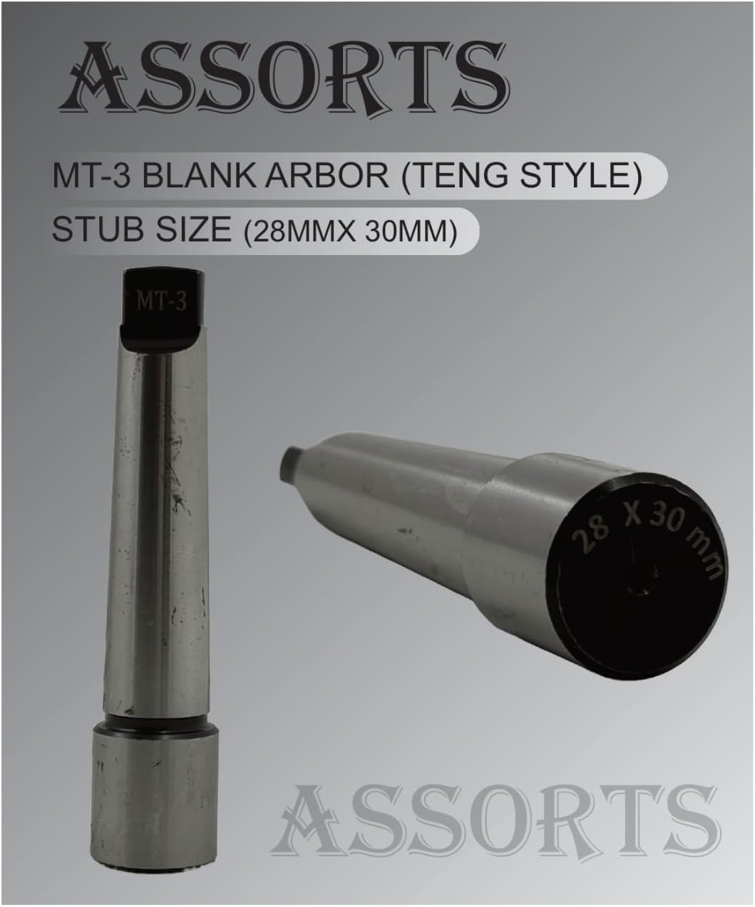 ASSORTS MT3 Blank End Arbor-Teng Style 28mm Dia x 30mm Long - Precision Tooling for Milling, Lathe, and Drill Machines