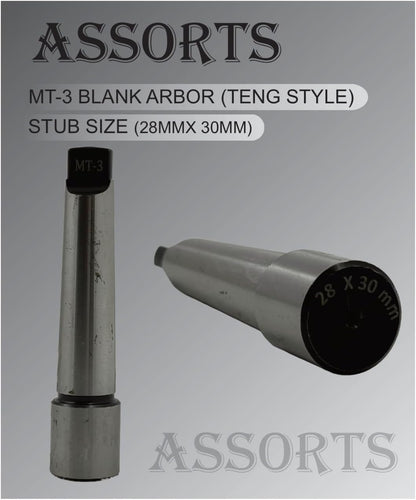 ASSORTS MT3 Blank End Arbor-Teng Style 28mm Dia x 30mm Long - Precision Tooling for Milling, Lathe, and Drill Machines