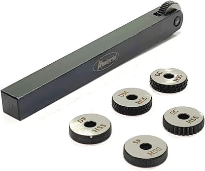 ASSORTS Set of Both Single Wheel Knurling Tool Holder with 5 HSS Knurls | Diamond & Straight Knurl Wheels | Lathe Knurl Tool for Metalworking