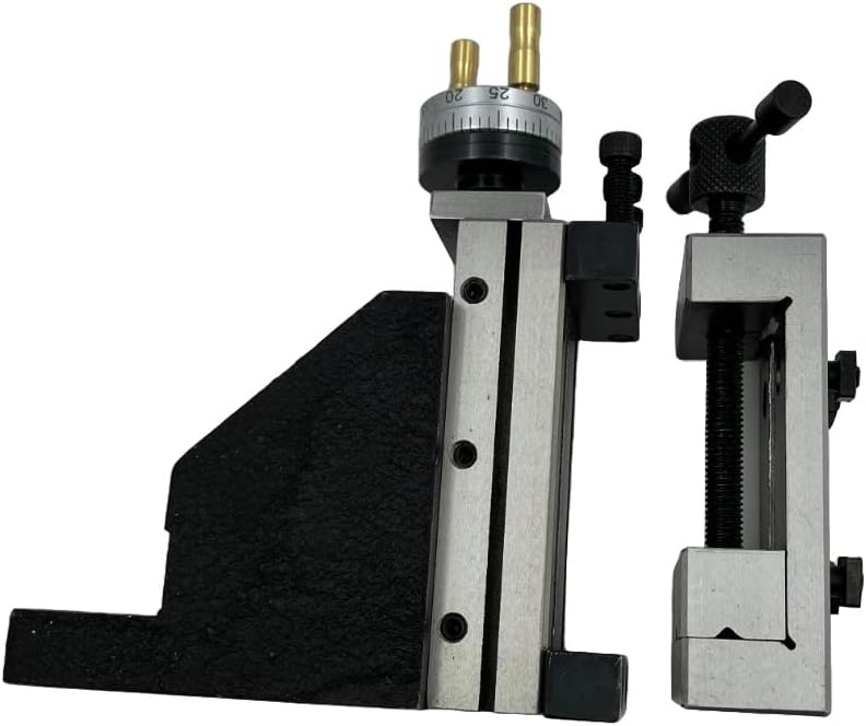 Assorts Tool Post Mini Vertical Slide – 4-Jaw Chuck or 50mm Steel Vise with Side Scale for Mini Lathe Metalworking(Combos of Tool Post MINI VS With scale)