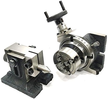 Assorts Precision Horizontal Vertical Milling Indexing 4"/ 100 Rotary Table With Suitable Tailstock & Small Chuck & Fixing T Nut Bolts (With 70 Mm 4 Jaws Independent Chuck)
