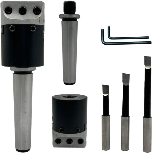 Quality precision boring head diameter 1.5" inches with carbide tools// 1 DIV: 0.001 THOU (2MT SHANK (BSW 3/8" X 16 TPI DRAWBAR))