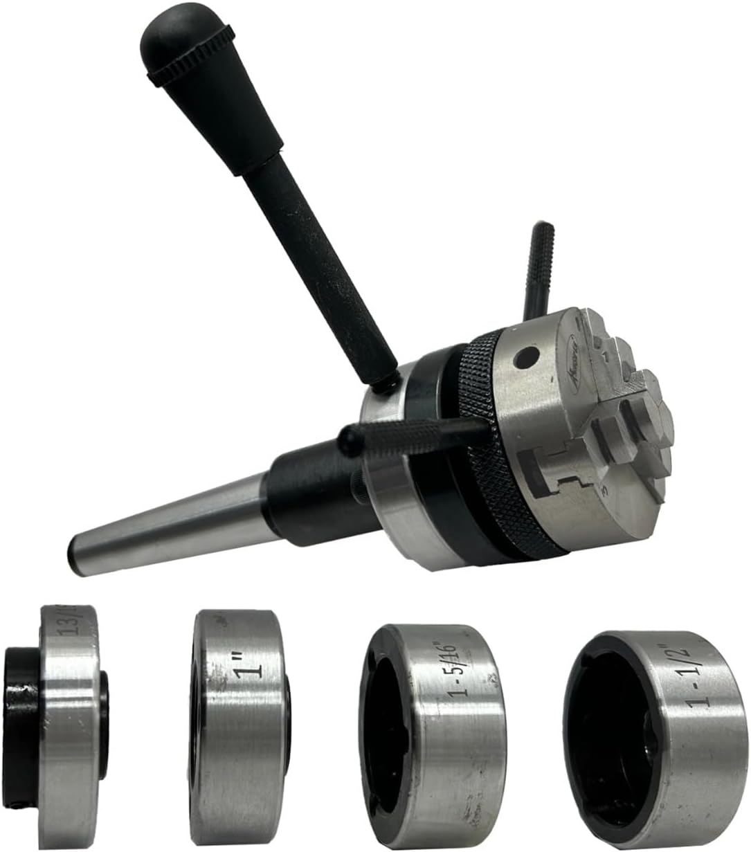 Lathe Tailstock Die Holder 2MT Shank- Tapping Threading Reaming Drilling + 50 mm 3 jaw Self-Centering Chuck