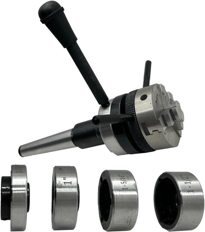 Lathe Tailstock Die Holder 2MT Shank- Tapping Threading Reaming Drilling + 50 mm 3 jaw Self-Centering Chuck