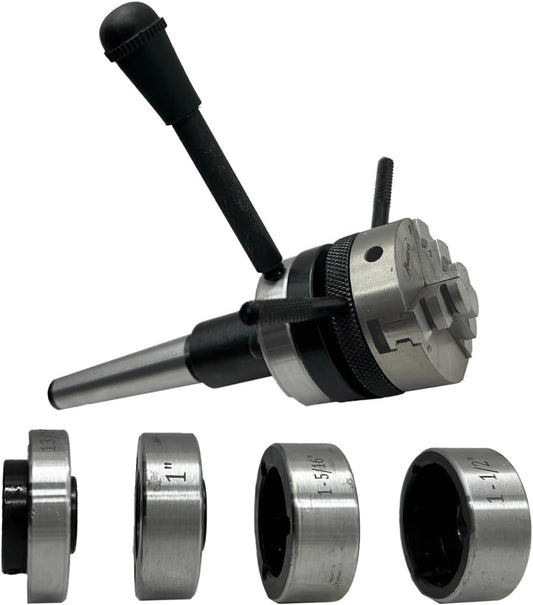 Lathe Tailstock Die Holder 2MT Shank- Tapping Threading Reaming Drilling + 50 mm 3 jaw Self-Centering Chuck